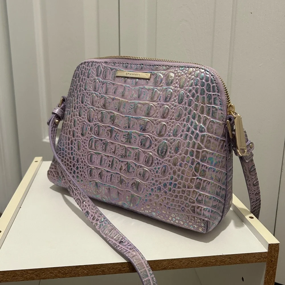 Brahmin Mini Sydney Violet Wonderland Melbourne Leather Crossbody & Card Case - Picture 12 of 15